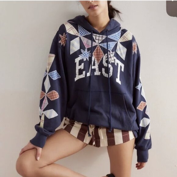 Free People Saint Sweatshirt, New Size Small, Blue Combo - Picture 5 of 6